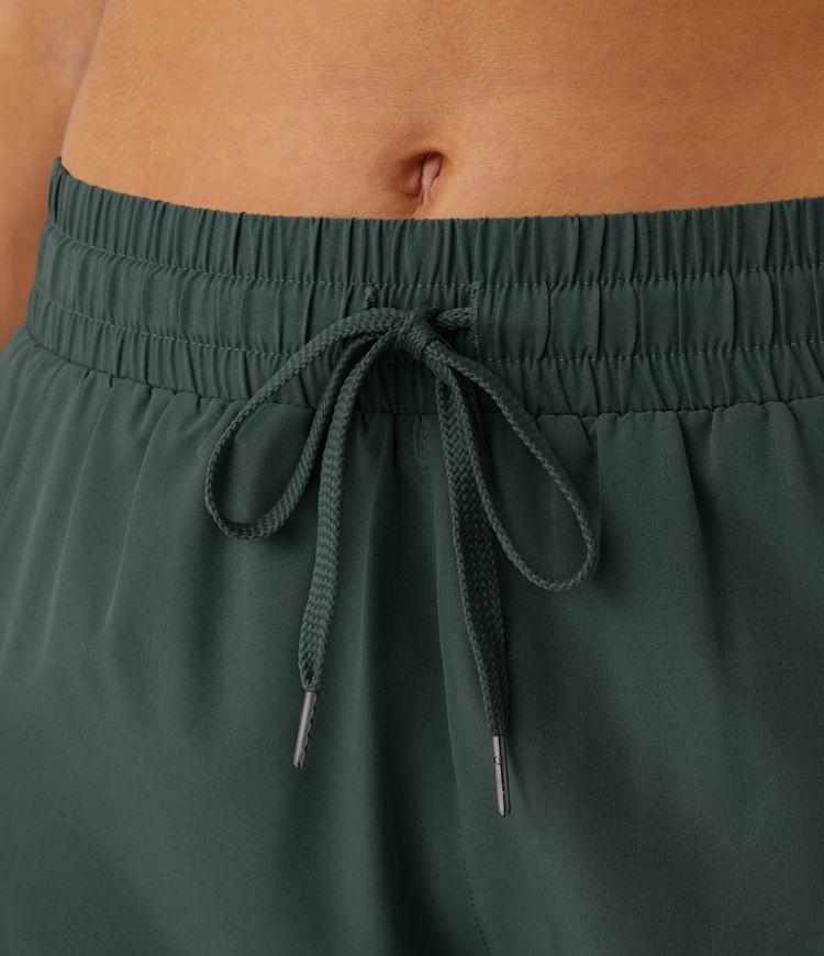 Mid Rise Trekkoord Contrast Mesh 2-in-1 Losse Hardloopshorts 3"