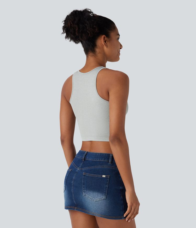 Seamless Flow Round Neck Cropped Lounge Shapewear Tank Top