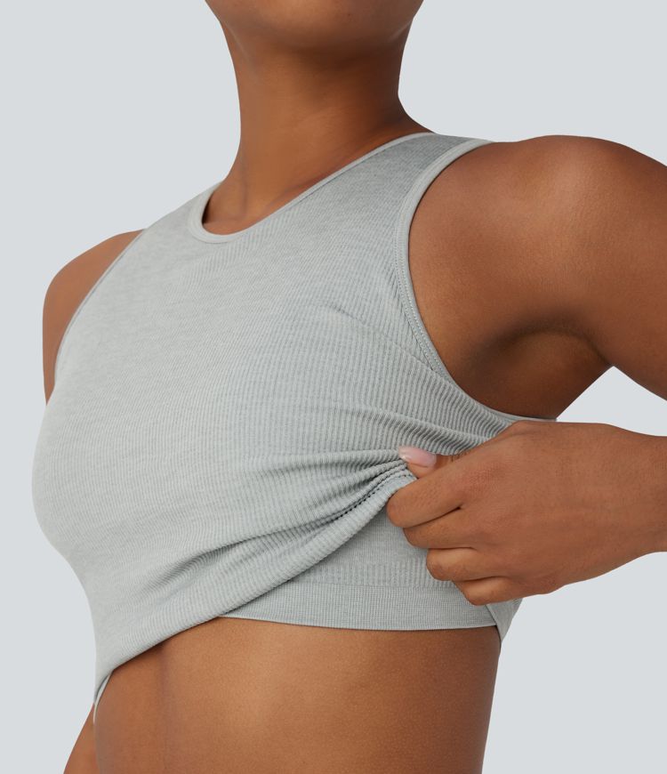 Seamless Flow Round Neck Cropped Lounge Shapewear Tank Top