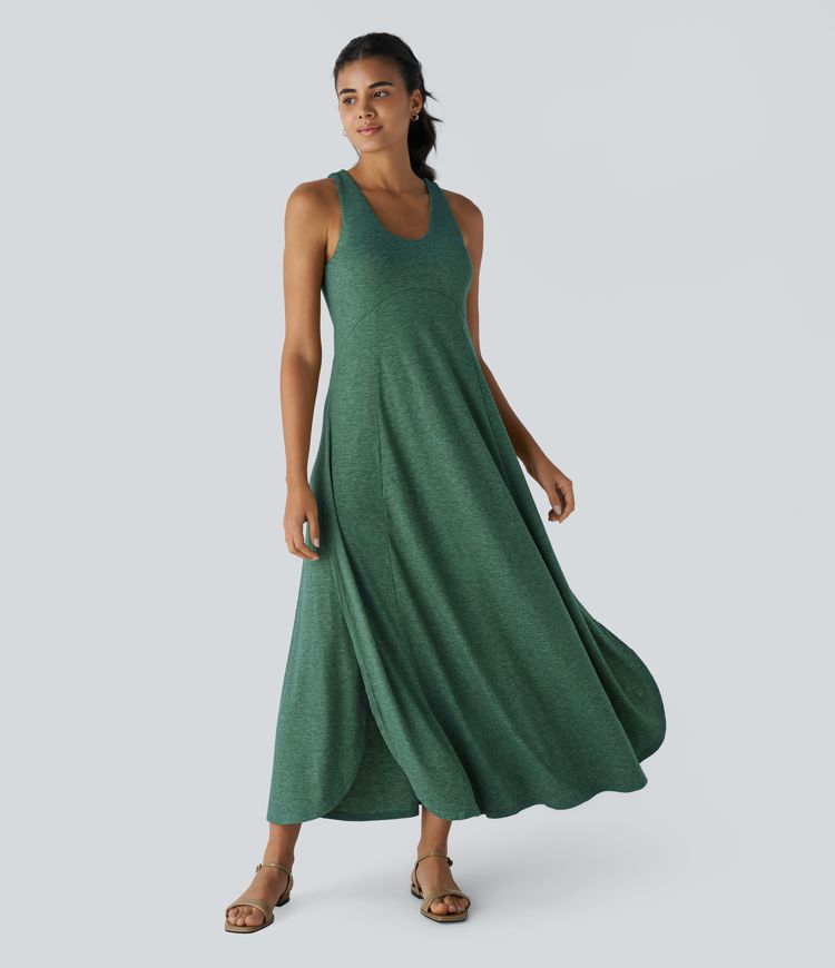 U Neck Flowy Maxi Casual Tank Dress