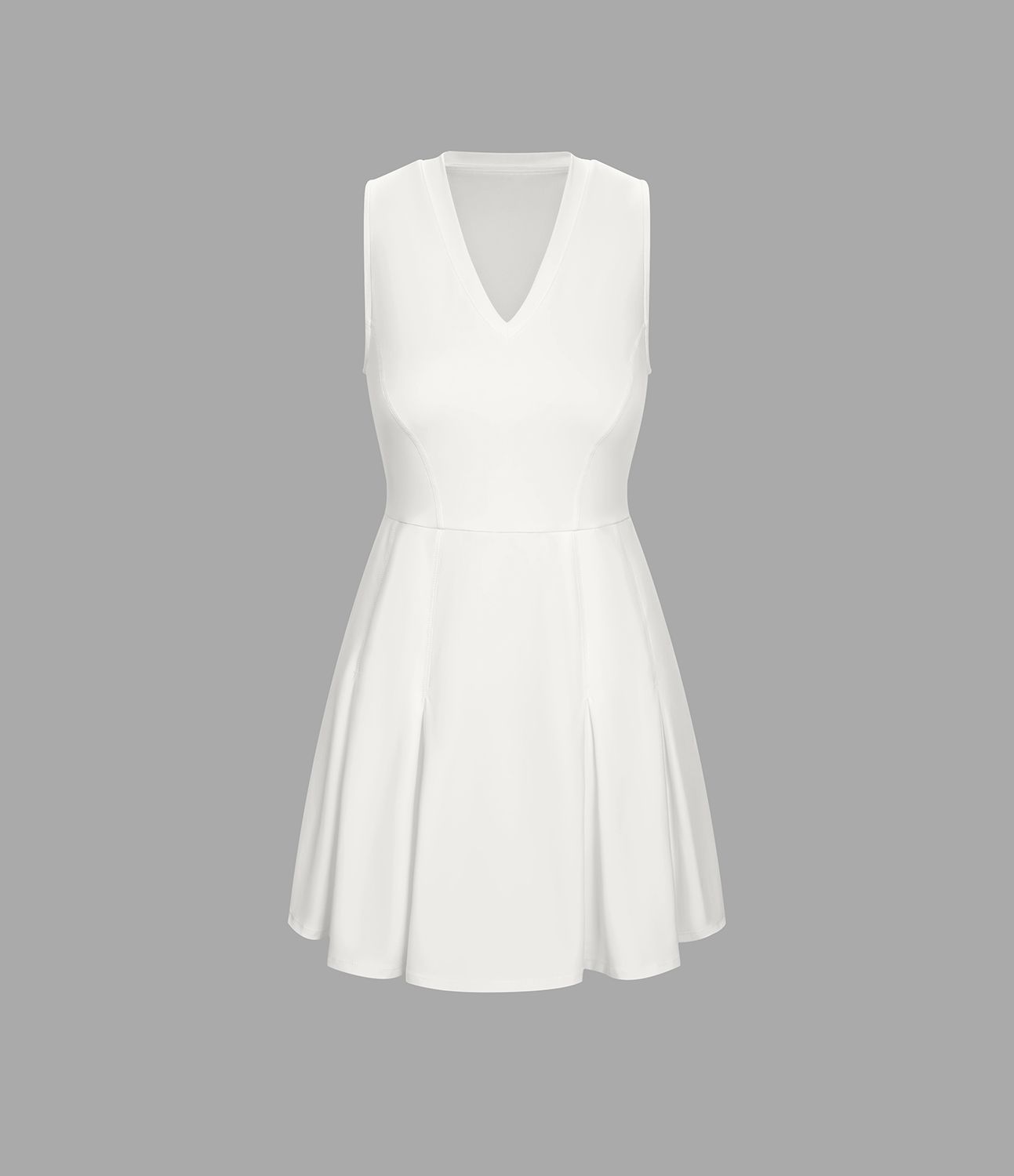 Ärmelloses, plissiertes Golfkleid mit V-Ausschnitt