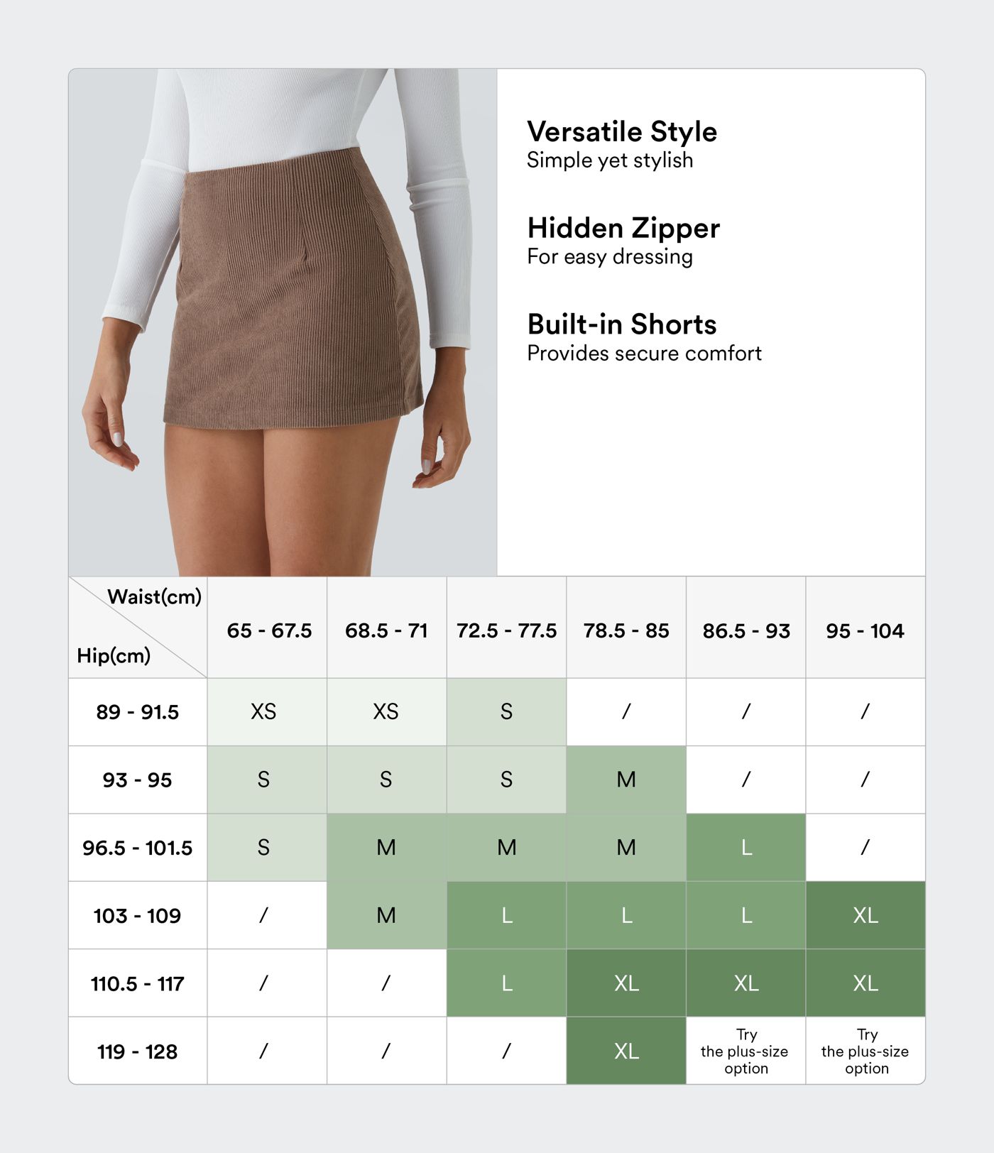 High Waisted 2-in-1 A Line Mini Corduroy Casual Skirt