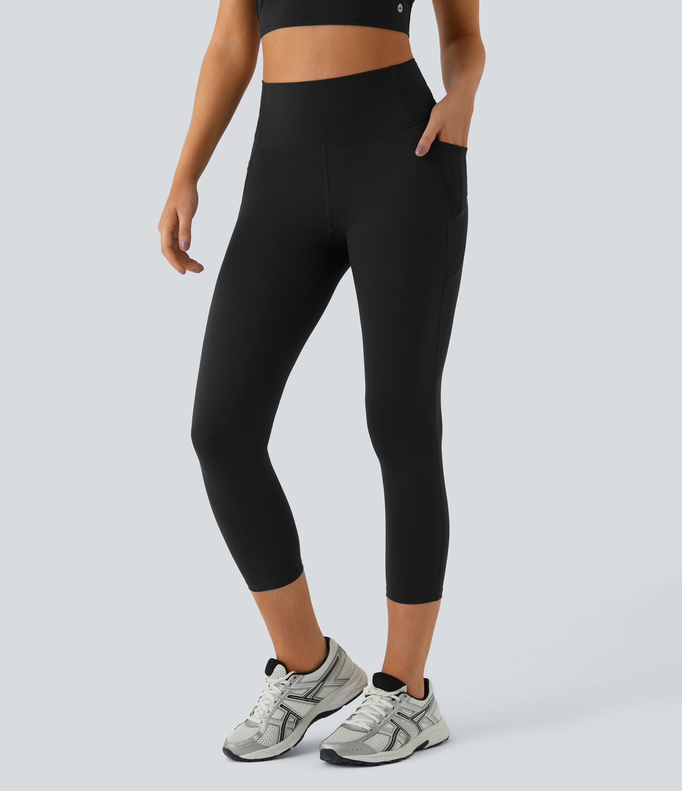 SoCinched High Waist Tummy Control Side Pocket Training Capri Leggings