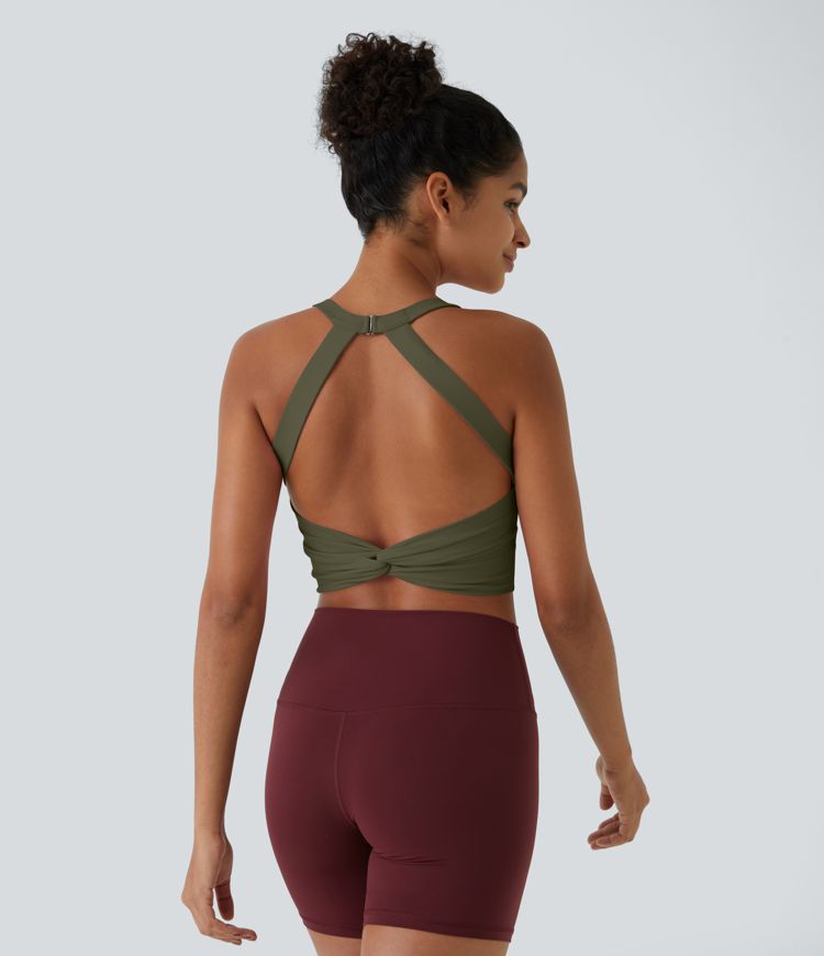 Softlyzero™ Plush Backless Cut Out Twisted Cropped Yoga Tank Top