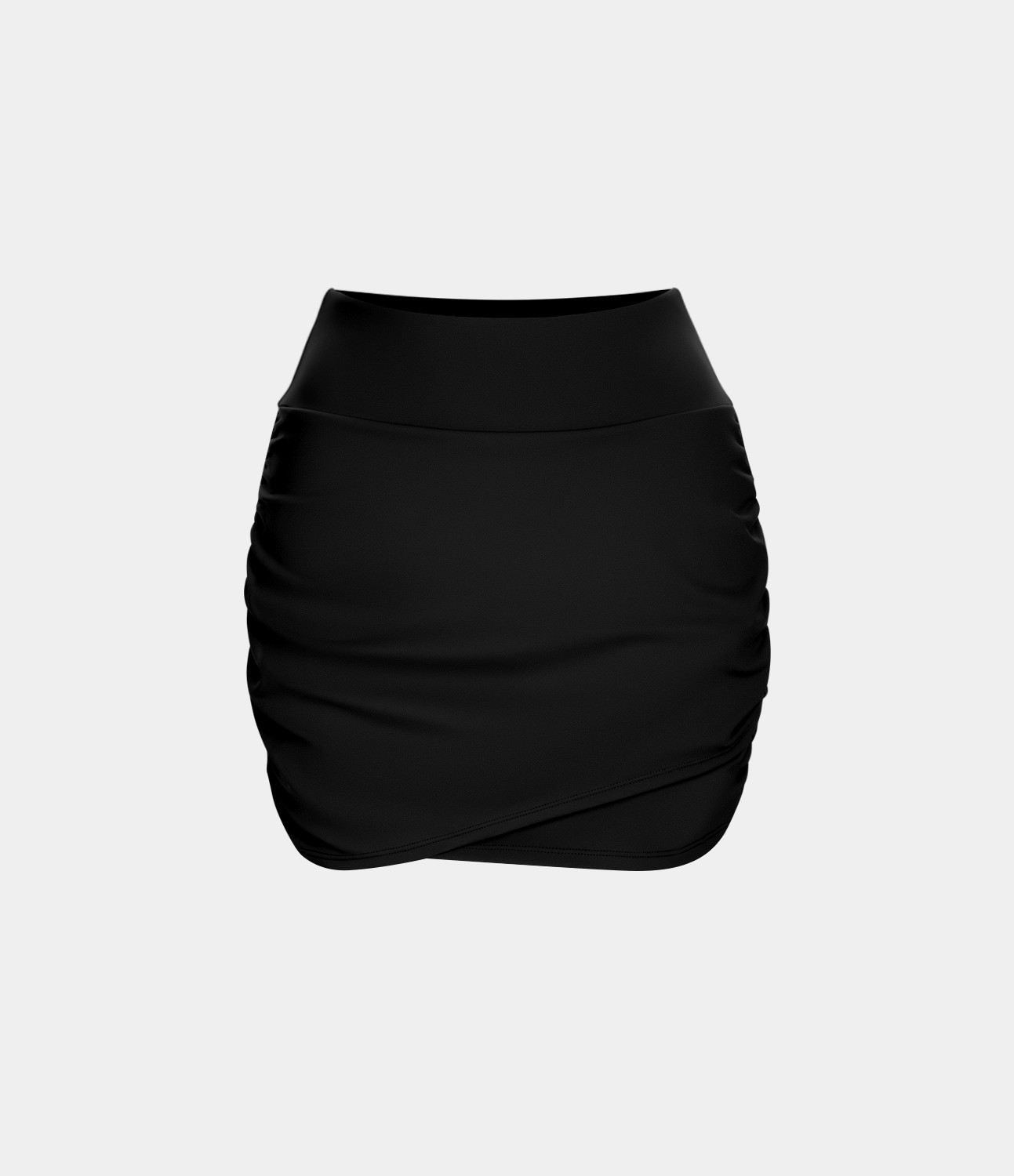 Jupe Casual Mini Moulante Taille Haute Poches Latérales et Ruchée 2 en 1