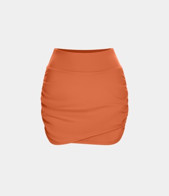 High Waisted Bodycon Pocket 2-in-1 Mini Ruched Casual Skirt