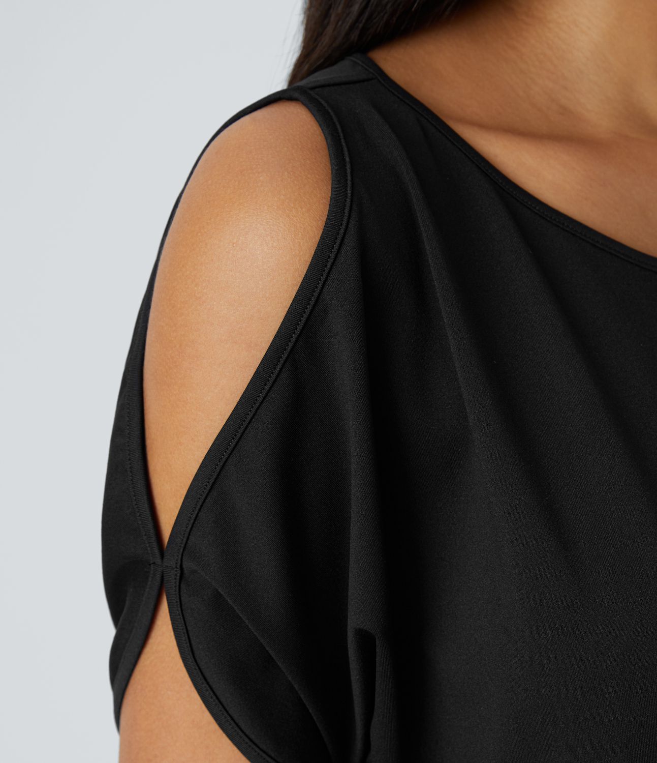 Boat neck short sleeve cutout casual t-shirt