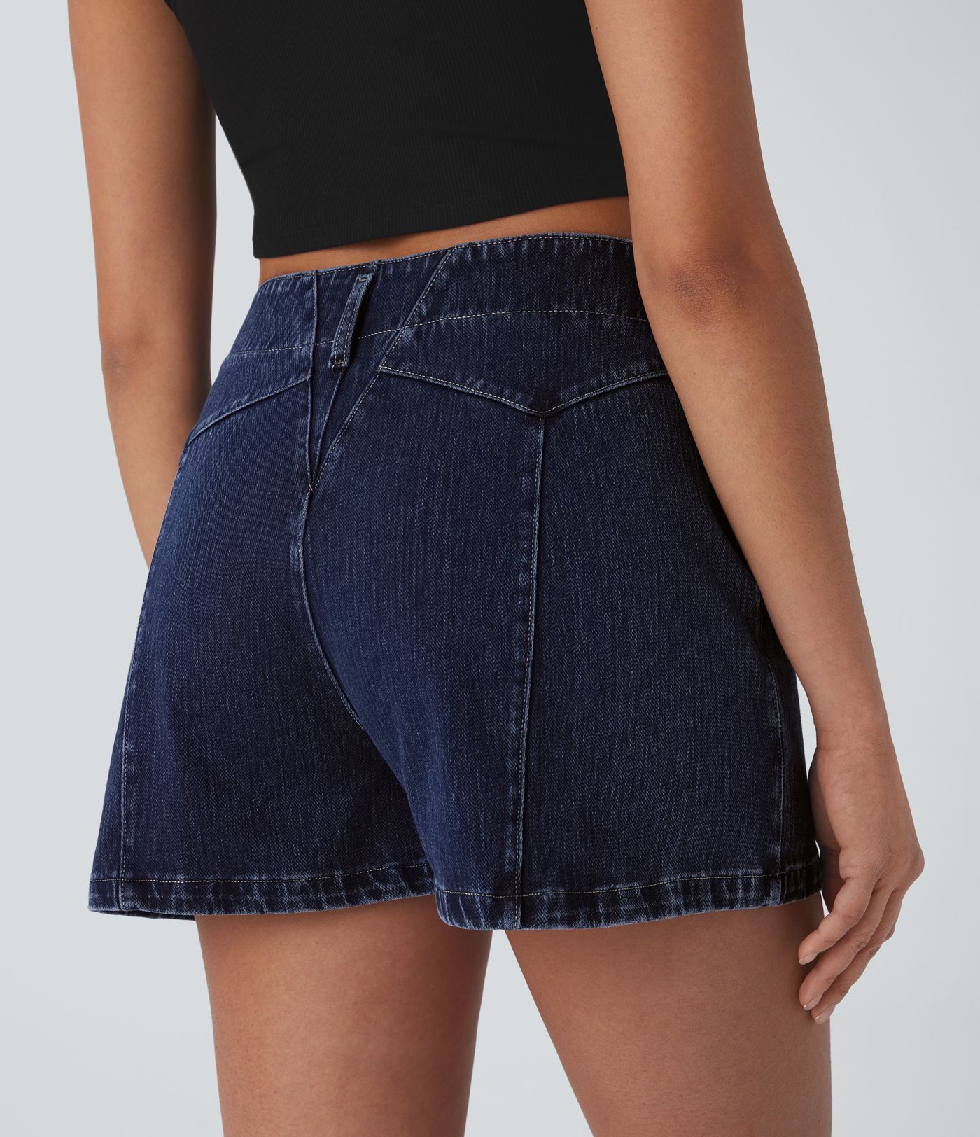 Halara Flex™ Pantalones Cortos Casuales de Mezclilla con Cremallera de Tiro Medio 3''