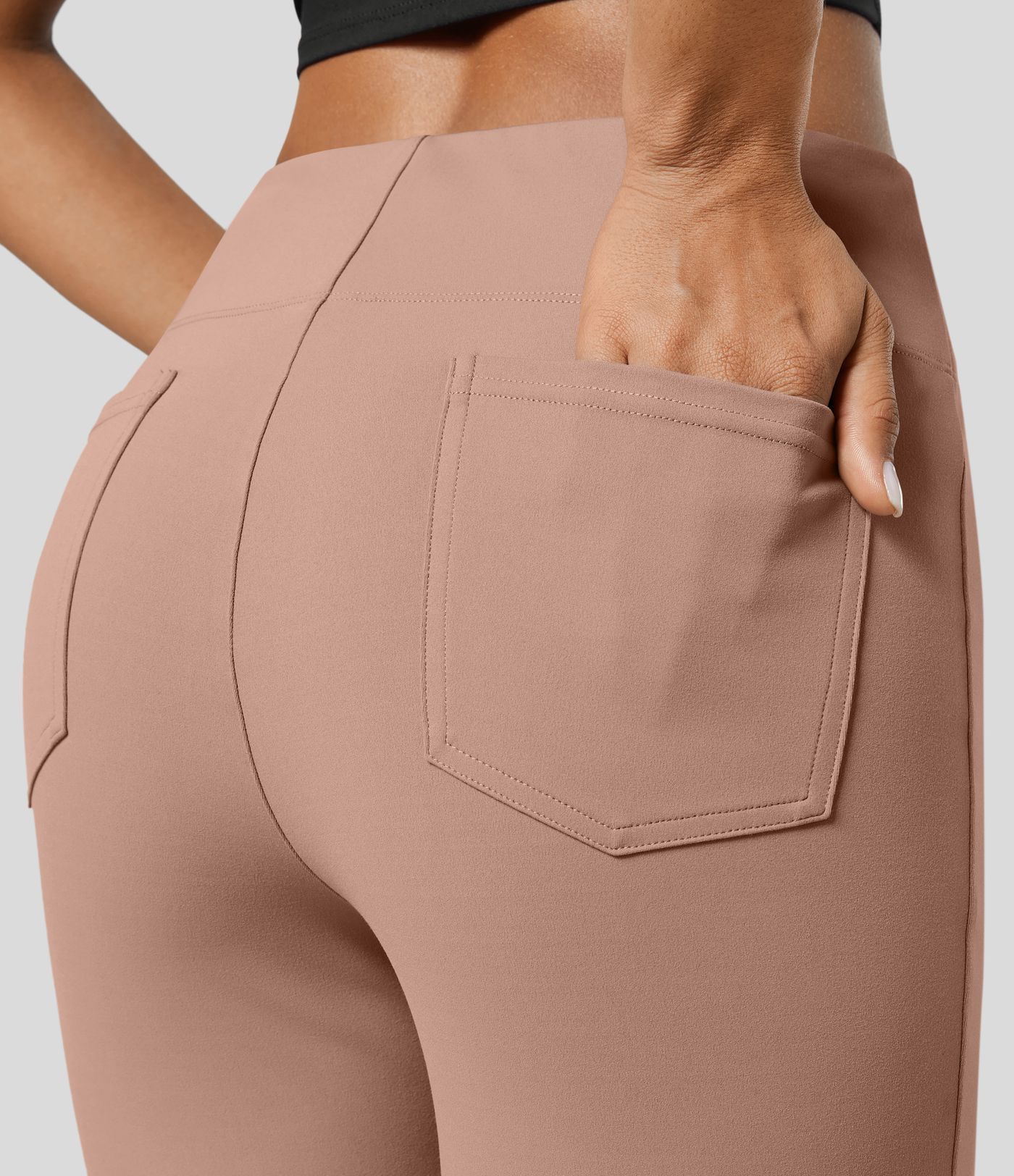 Pantalón Halara Flex™ oficina tiro alto bolsillo trasero ligero acampanado