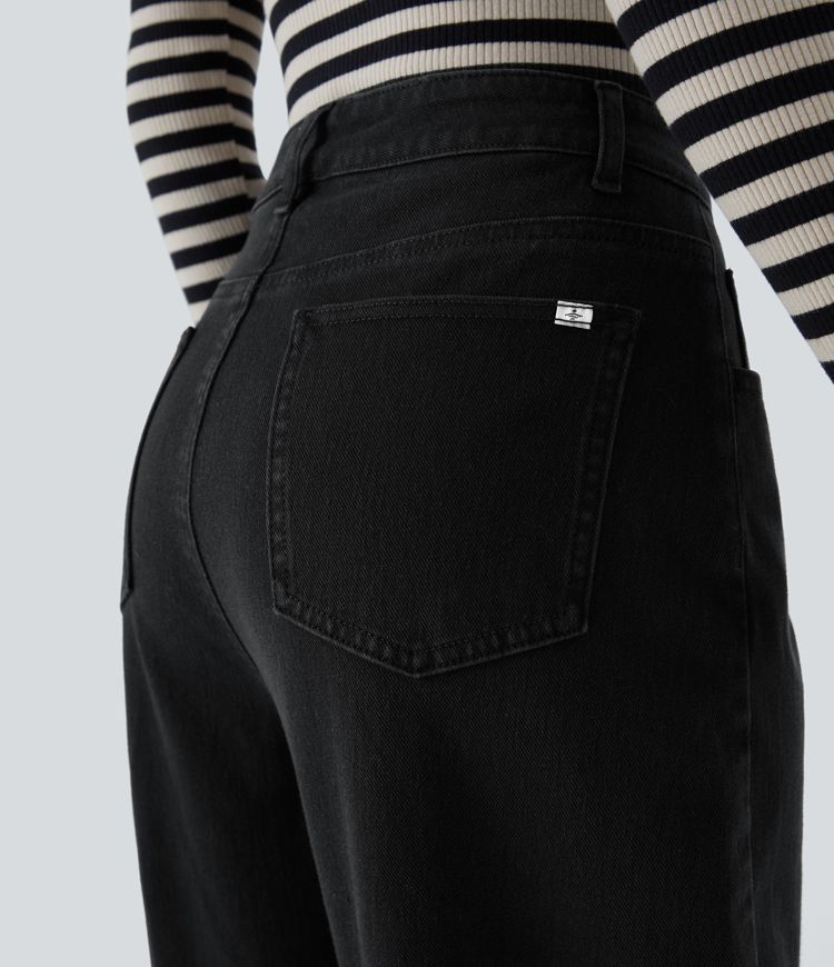 Halara Flex™ High Waisted Pockets Washed Casual Baggy Jeans