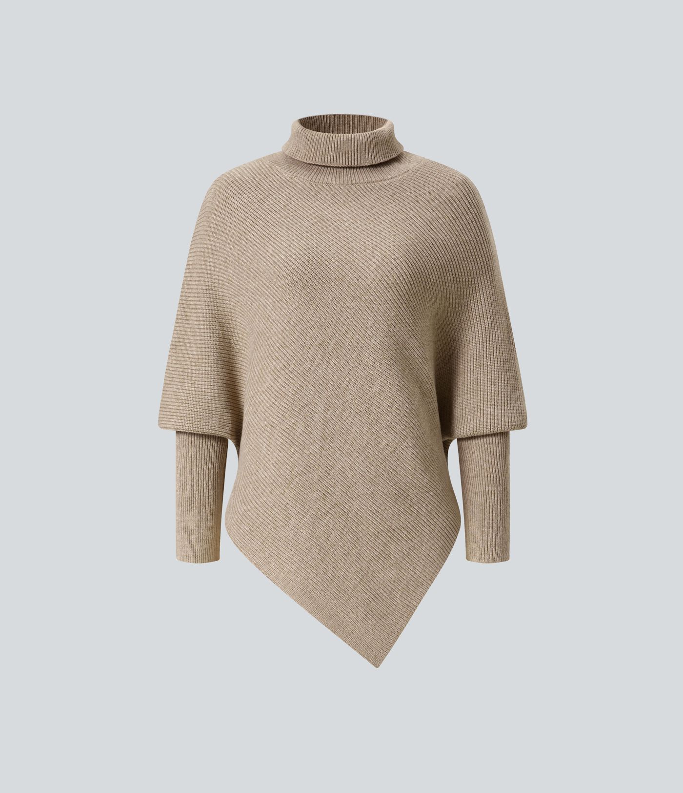 Pull de travail à col montant, manches longues et ourlet asymétrique