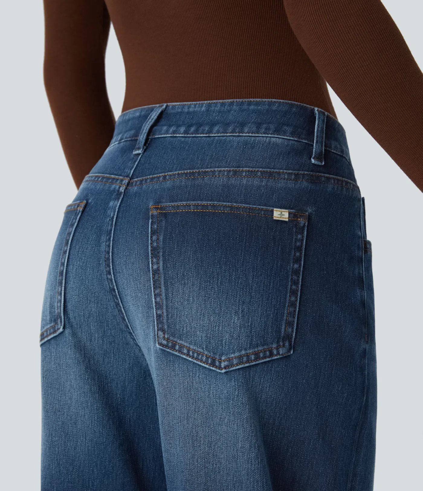 Halara Flex™ Low Rise Zipper Pockets Washed Casual Baggy Boyfriend Jeans