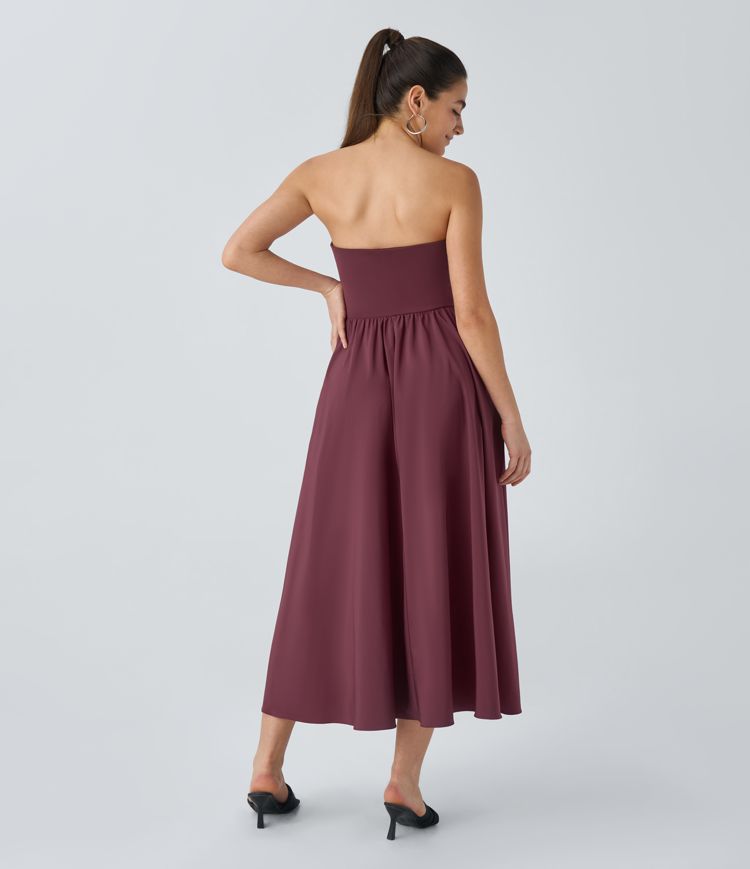 Breezeful™ Tube Side Pocket Flare Flowy Midi Quick Dry Party Dress