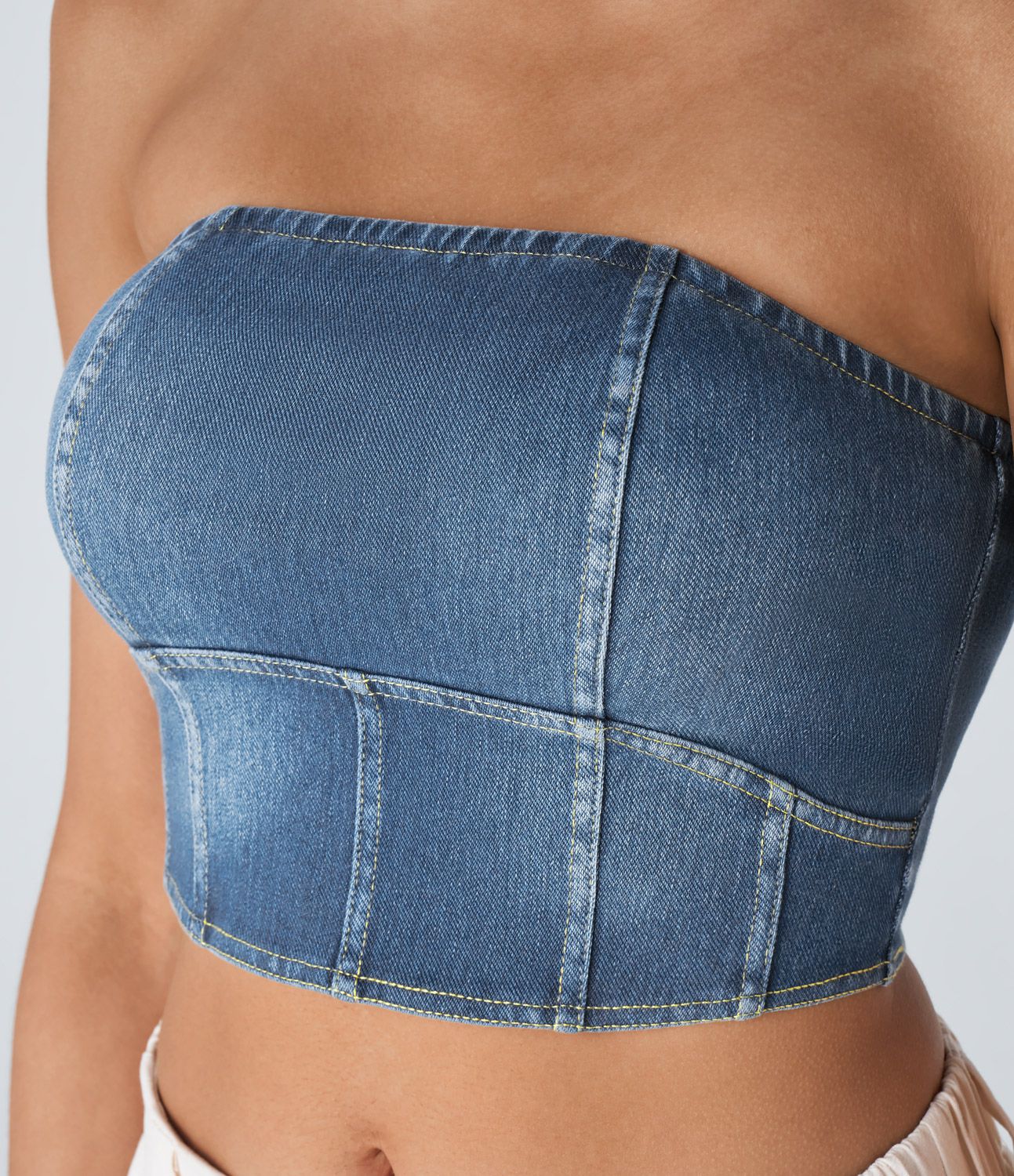 Halara Flex™ Skinny Washed Denim Casual Tube Top