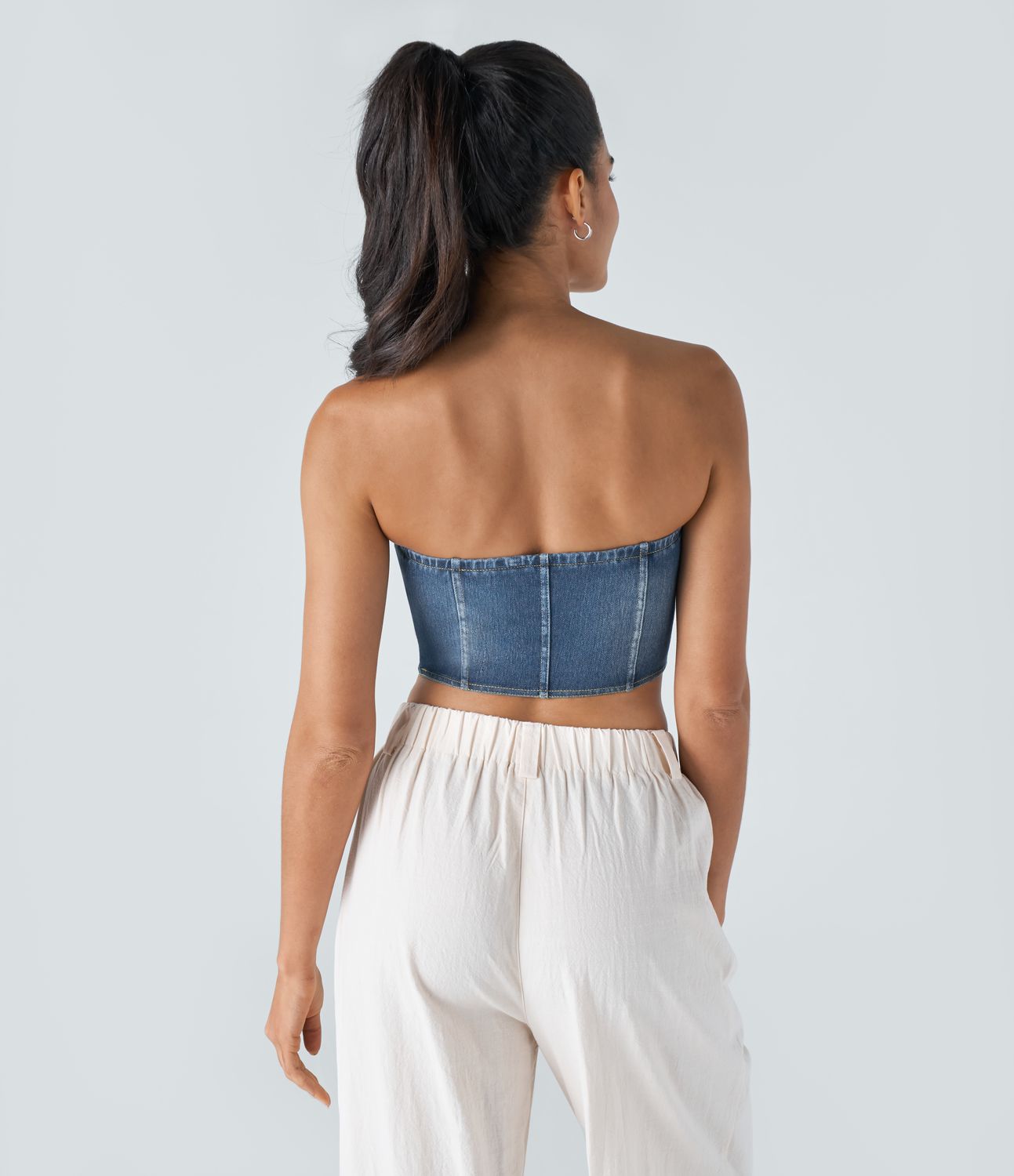 Halara Flex™ Skinny Washed Denim Casual Tube Top