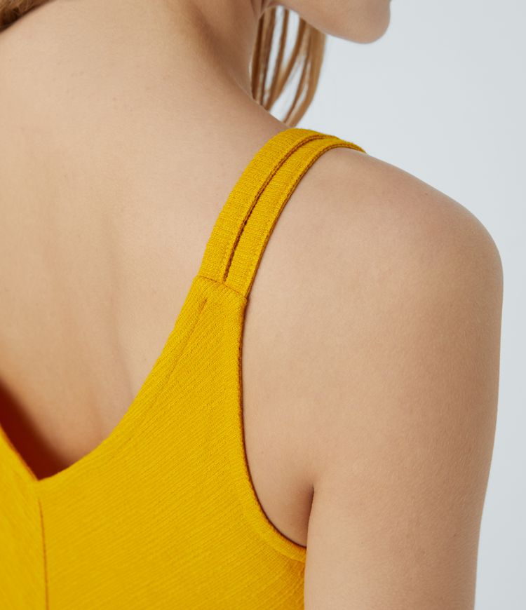 Double strap V-neck button side pocket wide casual jumpsuit