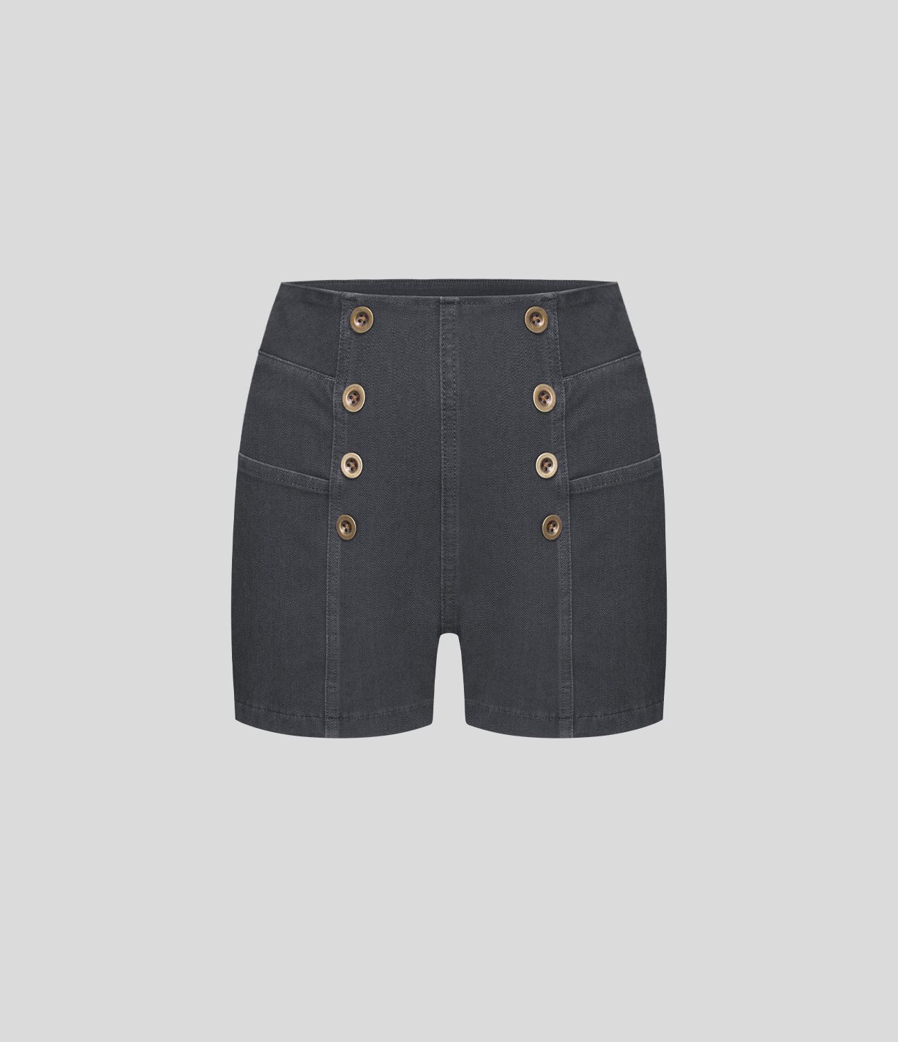 Halara Flex™ Short 2,5" en Denim Tricot Extensible Lavé Respirant à Taille Haute avec Boutons et Multiples Poches Toucher Frais