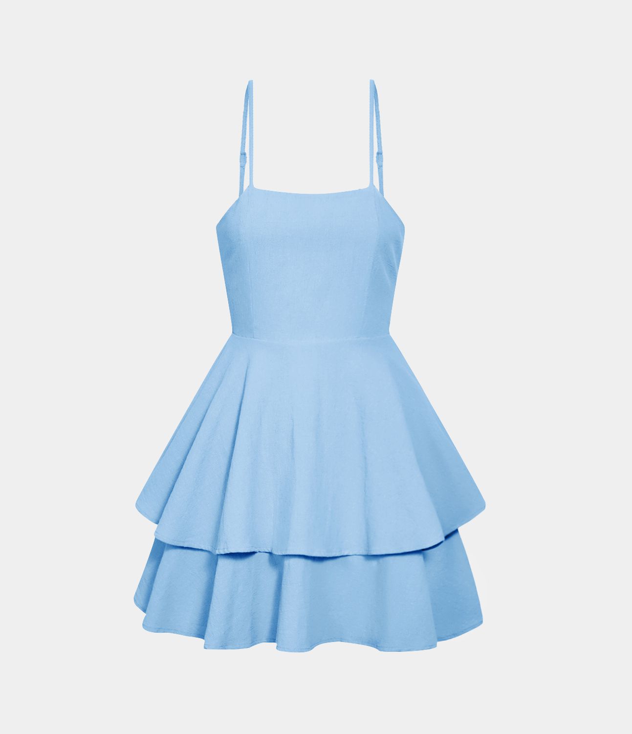 Tie Back Tiered Ruffle Flowy Slip Mini Casual Linen-Feel Dress