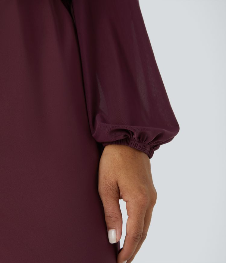 SoftlyZero™ Airy Boat Neck Long Sleeve Keyhole Back 2-in-1 Pocket Wide Leg Cool Touch Casual Jumpsuit-UPF50+