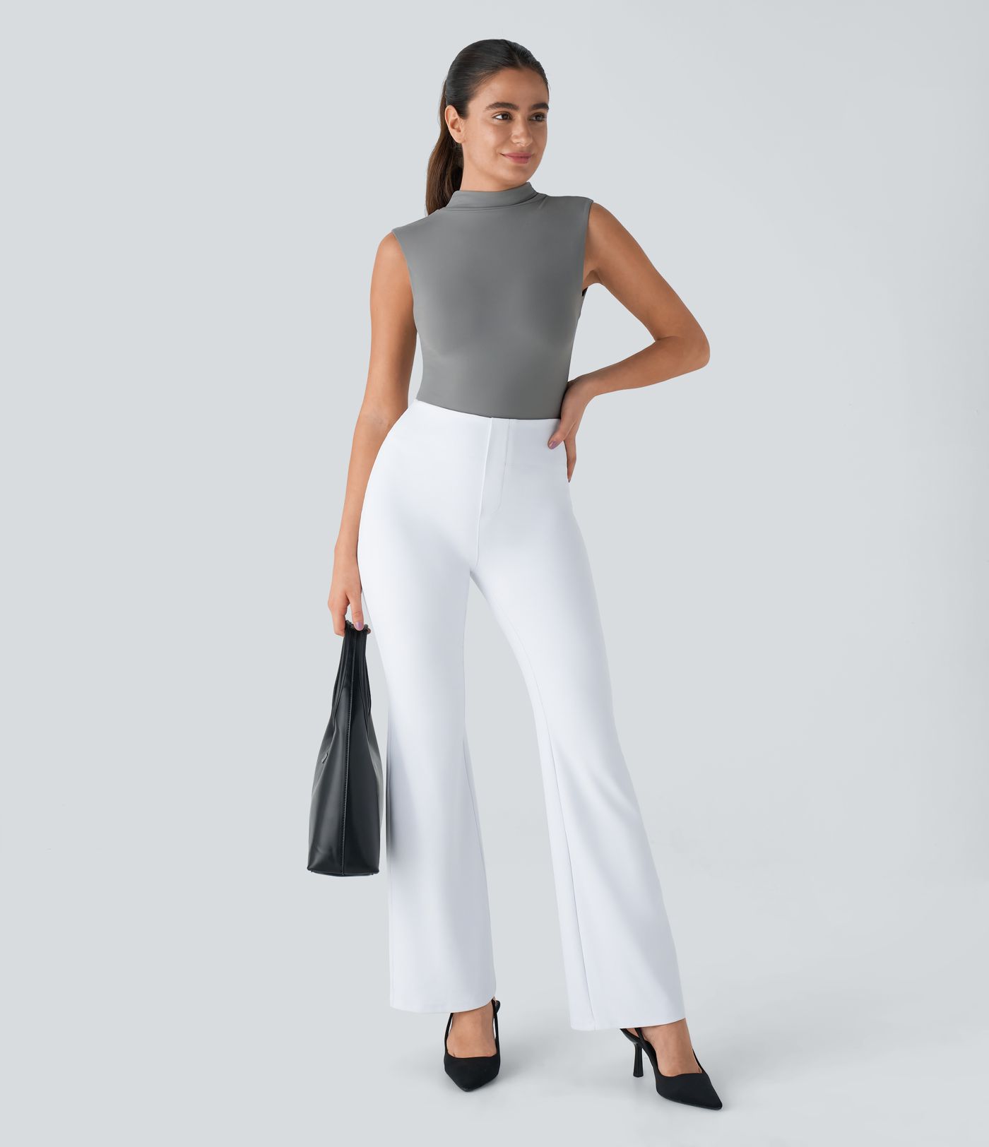 Pantalon tailleur légèrement évasé taille haute avec poches arrière Halara Flex™ SculptKnit