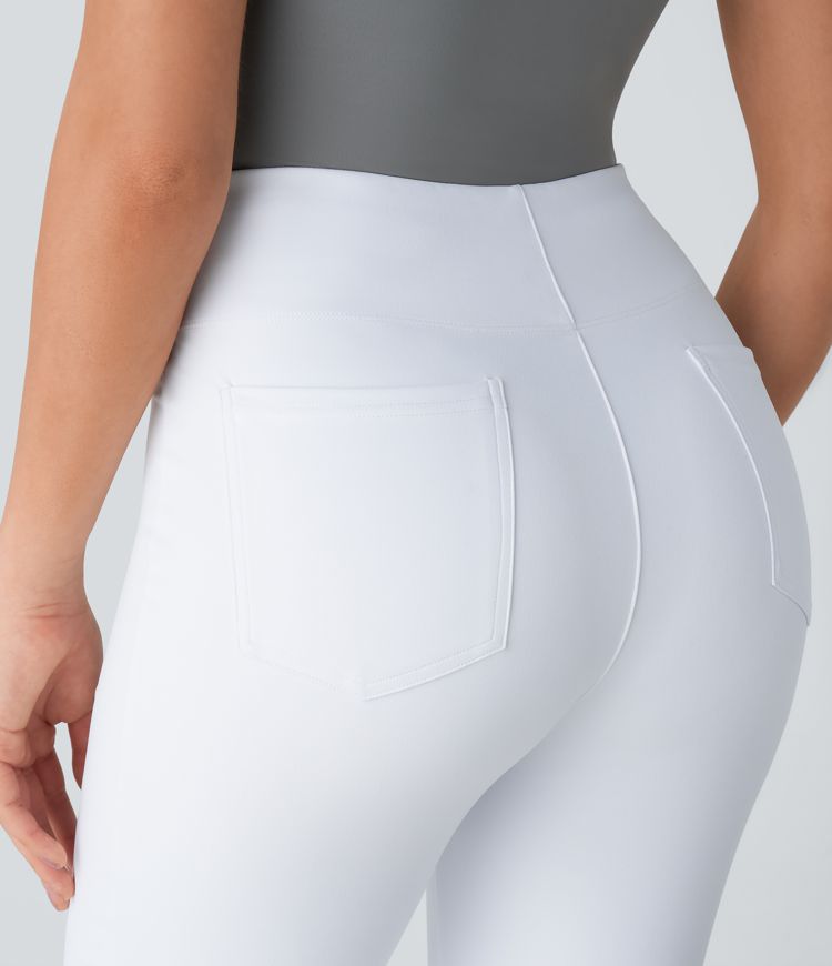Pantalón Halara Flex™ oficina tiro alto bolsillo trasero ligero acampanado