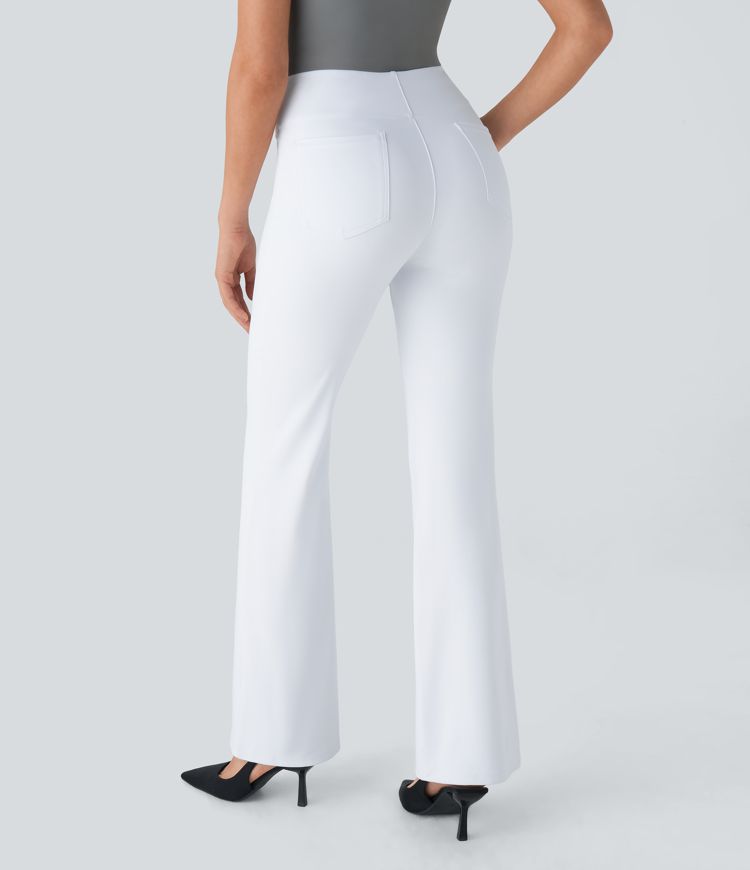 Pantalón Halara Flex™ oficina tiro alto bolsillo trasero ligero acampanado