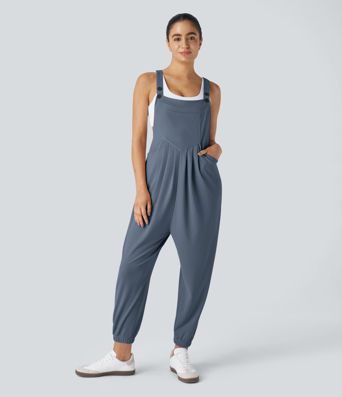 Pockets Waffle Casual Jogger Overalls