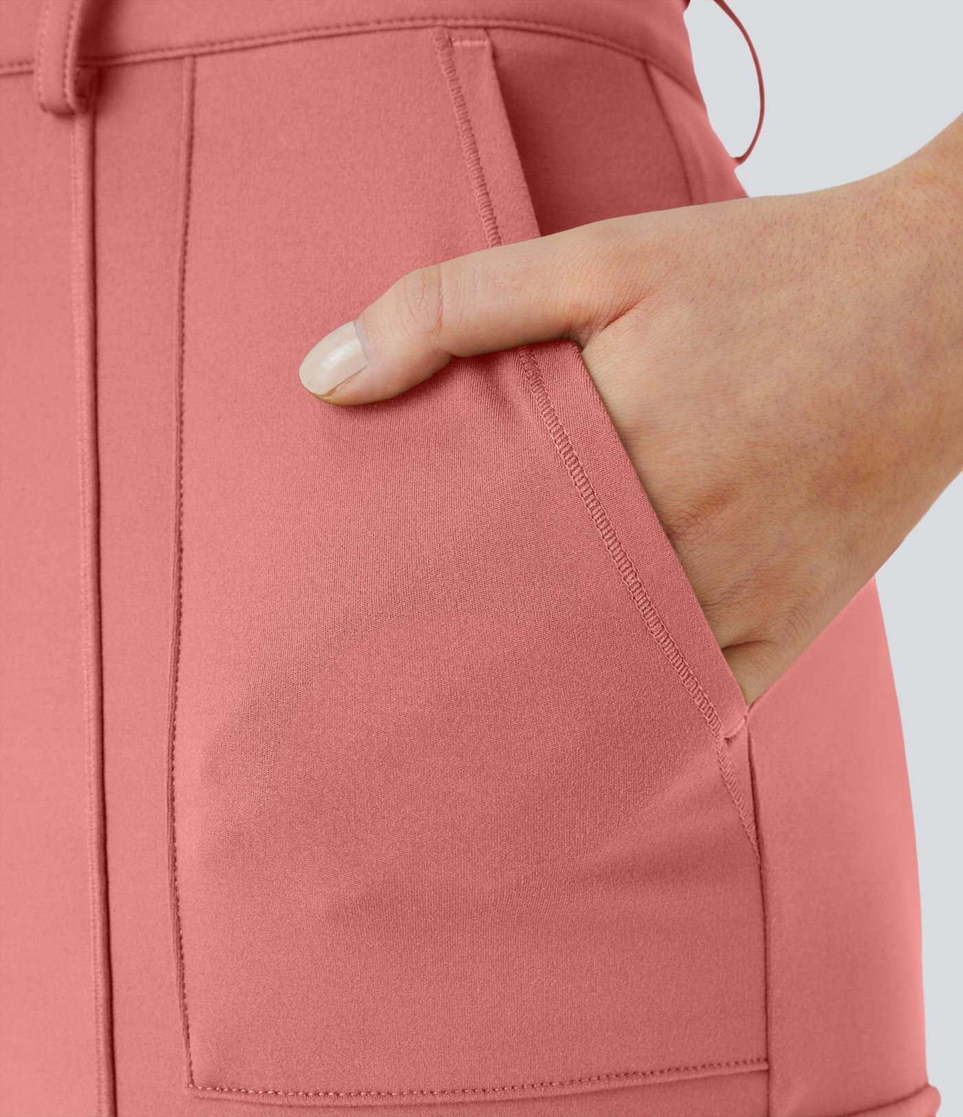 DayStretch High Waisted Zipper Pockets Solid Skinny Cargo Trousers