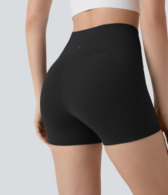 SoftlyZero™ Crossover High Waisted Pocket Antislip Yoga Biker Shorts 3''-UPF50+