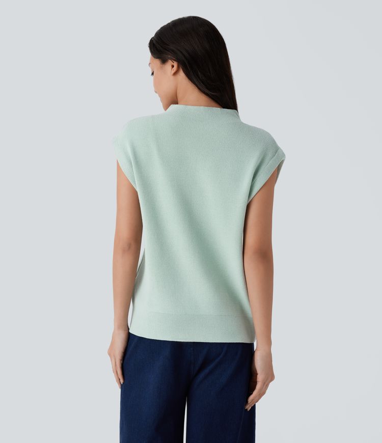 Lässiger Pullover mit Stehkragen und Flügelärmeln