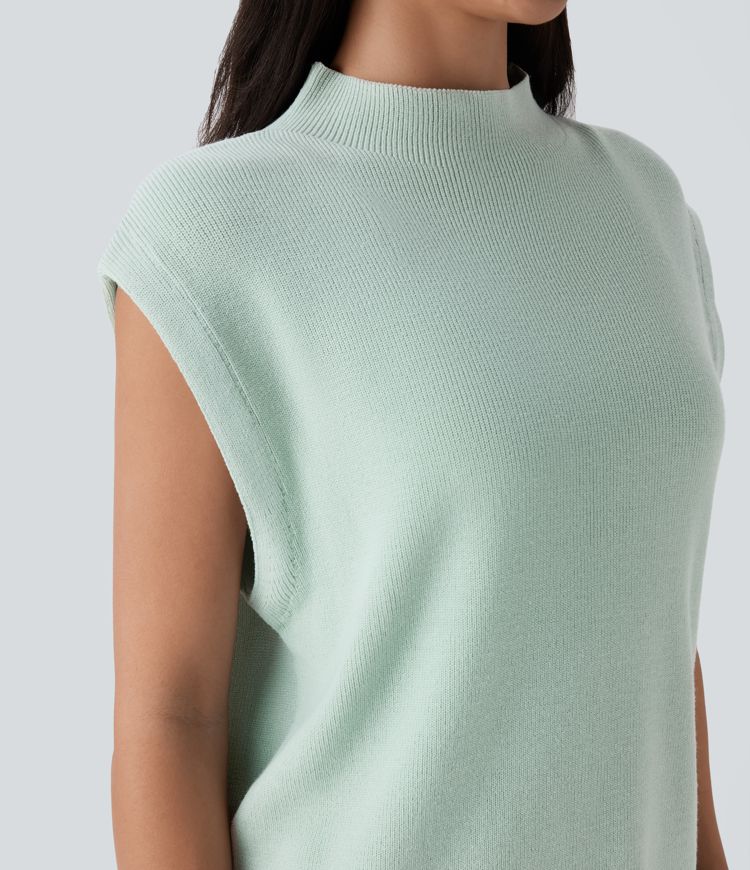 Lässiger Pullover mit Stehkragen und Flügelärmeln