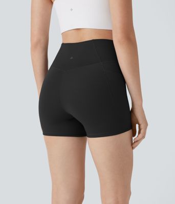 SoftlyZero™ Crossover High Waisted Pocket Antislip Yoga Biker Shorts 3''-UPF50+