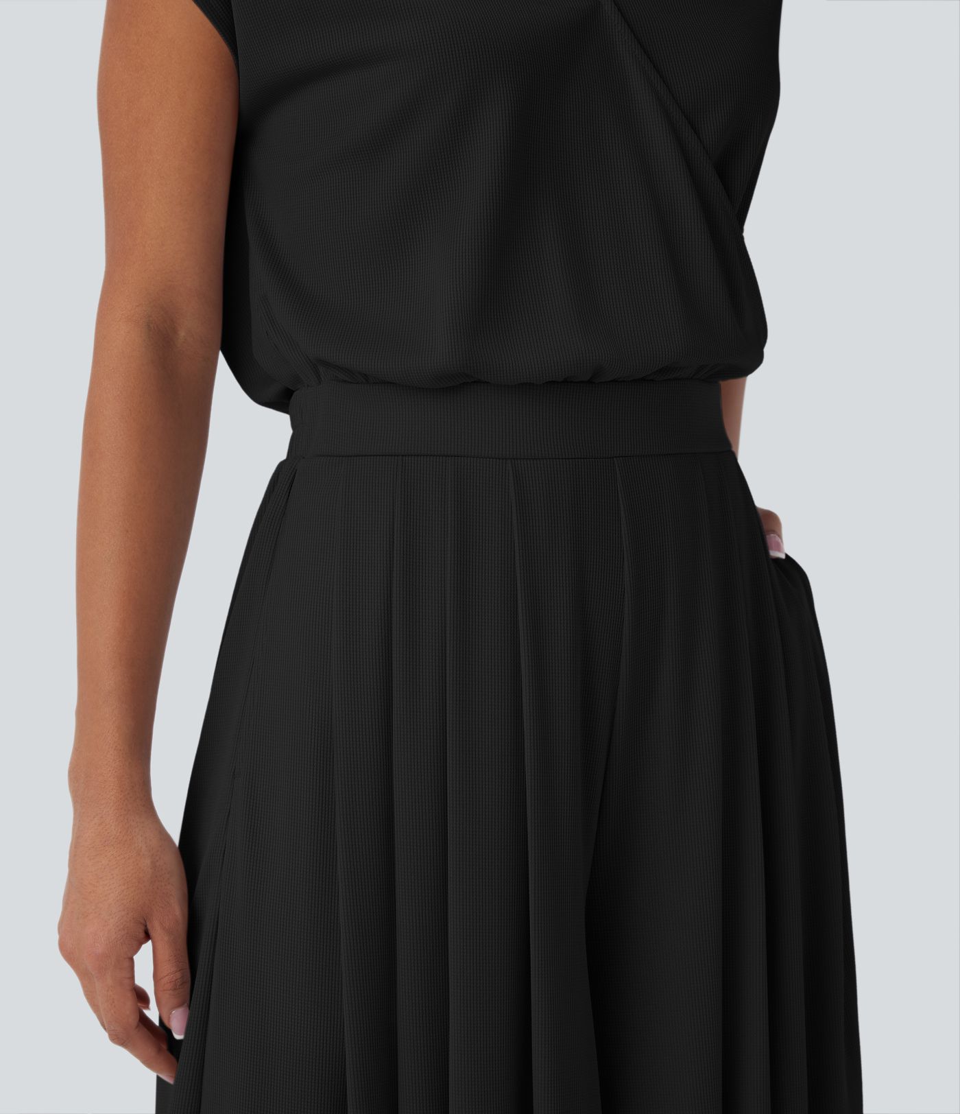 V Neck Short Sleeve Pocket Wide Leg Flowy Waffle Casual Jumpsuit-Easy Peezy Edition V Neck Short Sleeve Pocket Wide Leg Flowy Waffle Casual Jumpsuit-Easy Peezy Edition