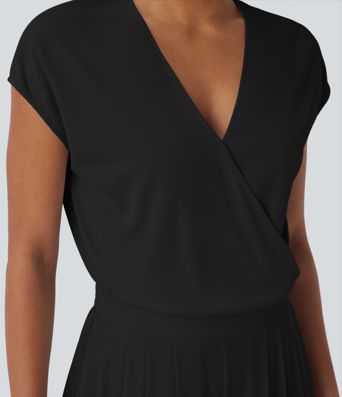V Neck Short Sleeve Pocket Wide Leg Flowy Waffle Casual Jumpsuit-Easy Peezy Edition V Neck Short Sleeve Pocket Wide Leg Flowy Waffle Casual Jumpsuit-Easy Peezy Edition