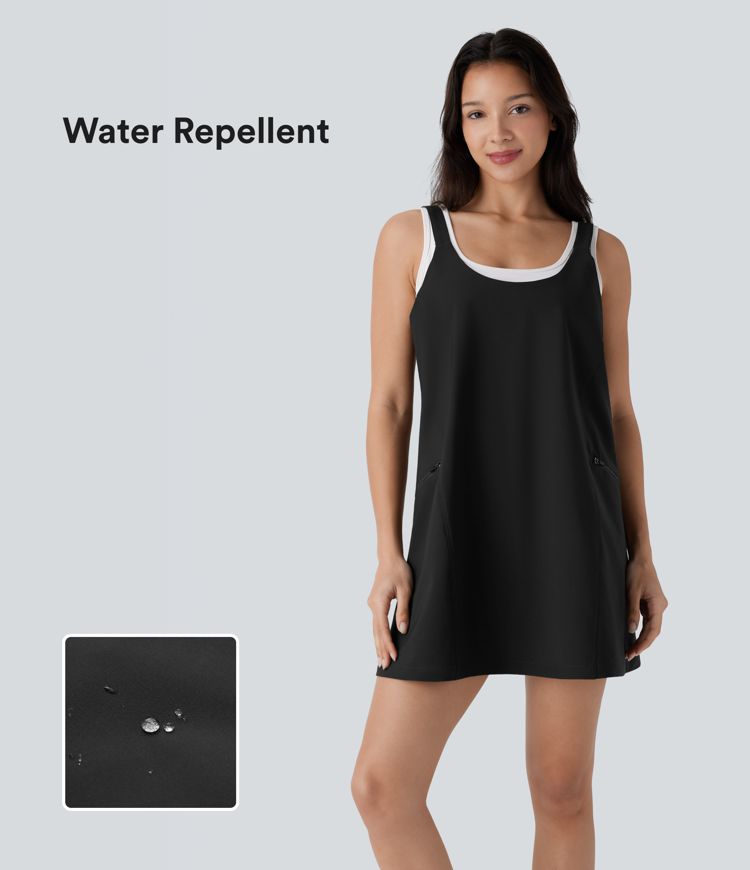 Water Repellent Side Zipper Pocket Mini Hiking Active Dress