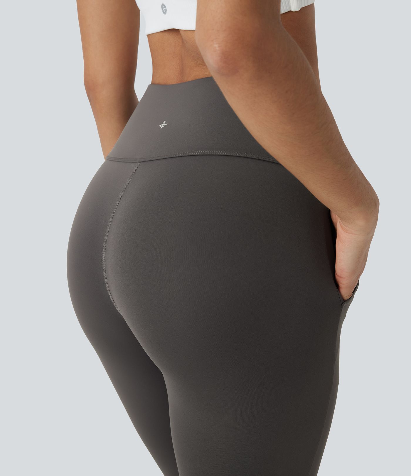 High Waisted Side Pocket Split Capri Yoga Slight Flared Leggings