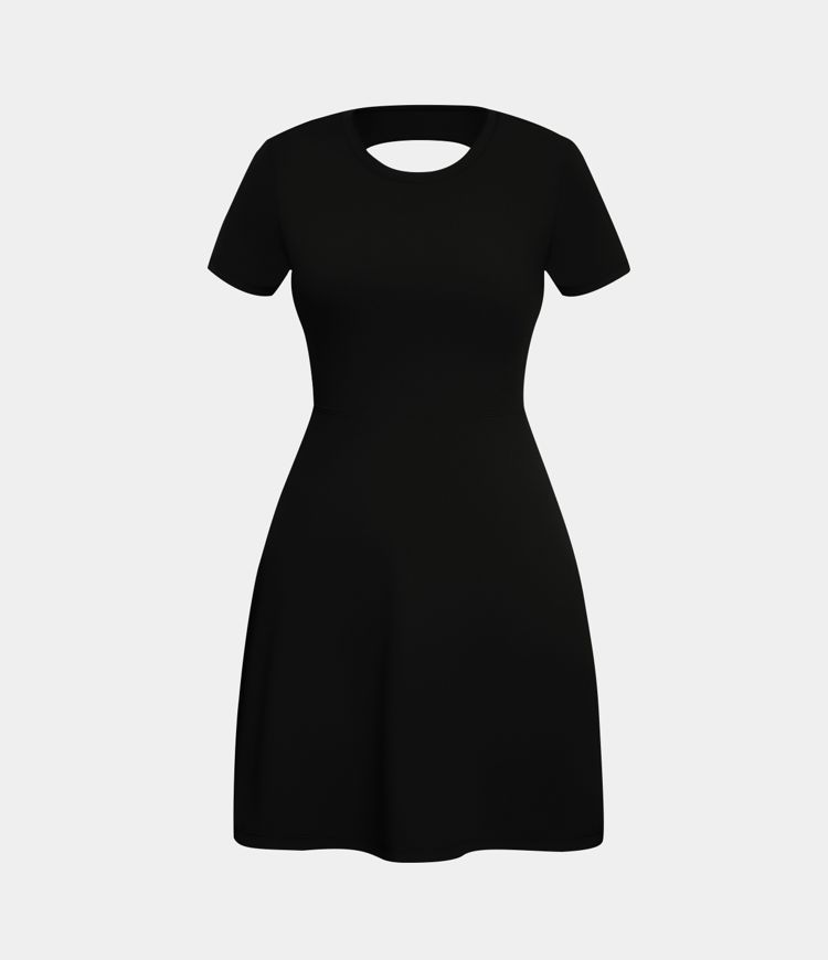 Vestido deportivo mini con abertura y falda acampanada para baile en copas D-F