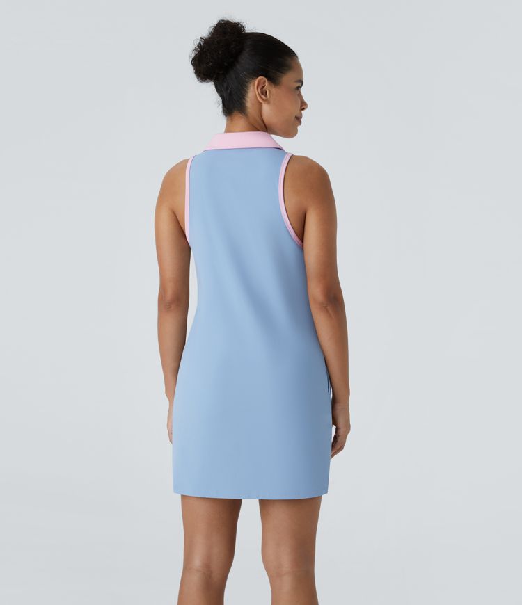 Softlyzero™ Airy Robe Golf Sport Mini 2 Pièces à Toucher Frais avec Col Poche et Blocs de Couleur - Poche de Tee Golf