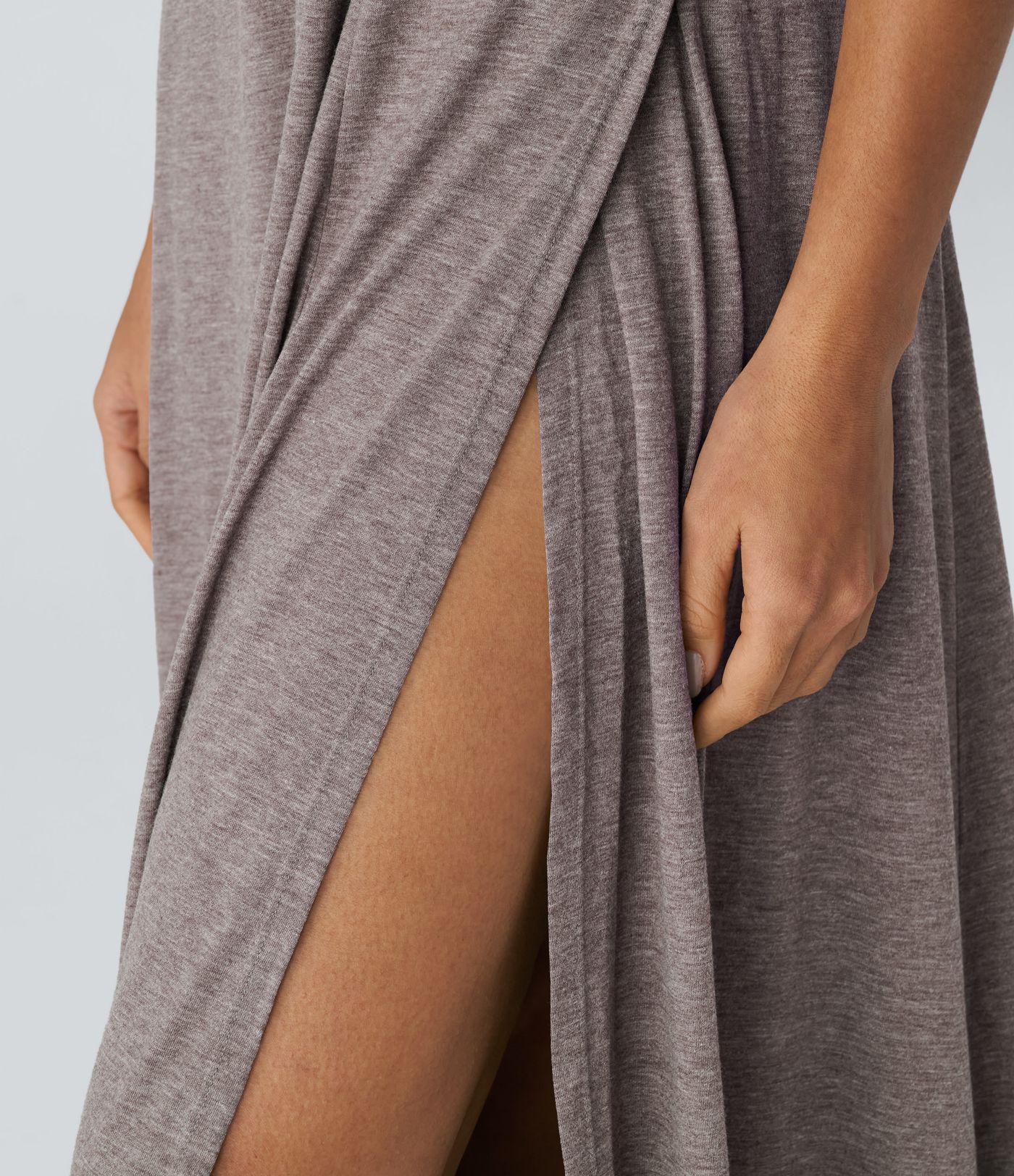 U Neck Backless Split Flowy Maxi Casual Tank Dress