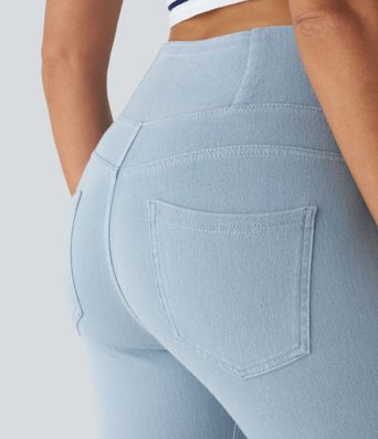 Halara Flex™ High Waisted Crossover Pockets Denim Work Leggings