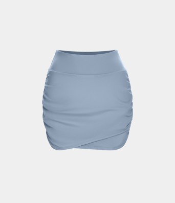 High Waisted Bodycon Pocket 2-in-1 Mini Ruched Casual Skirt