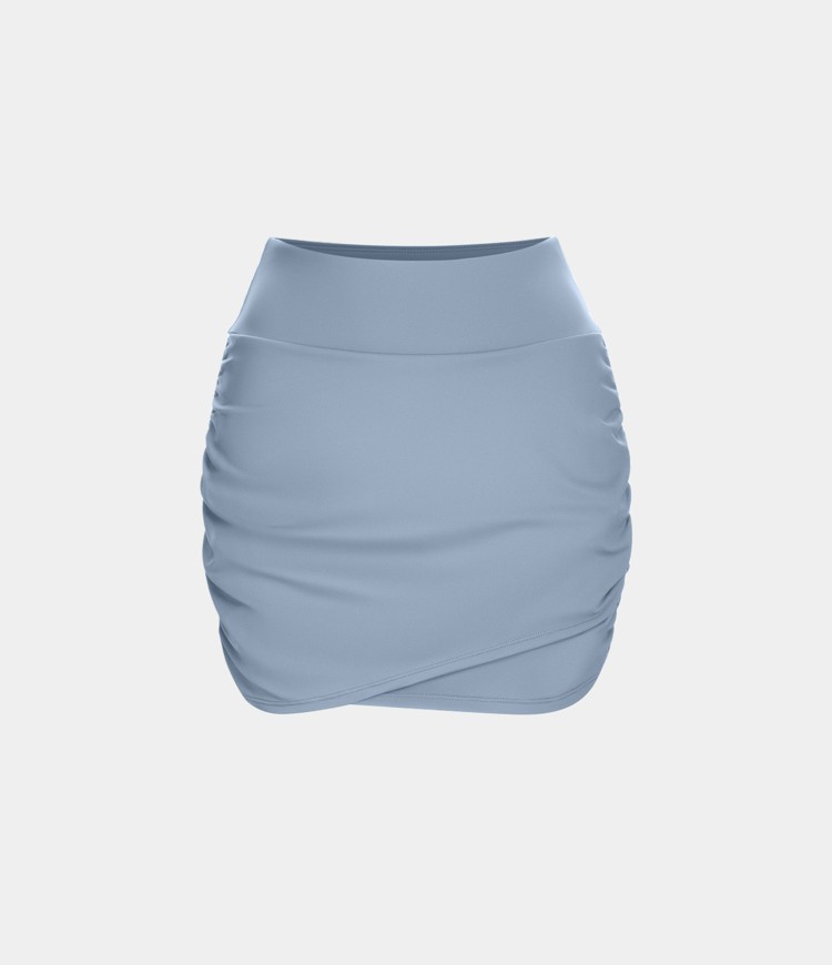 High Waisted Bodycon Pocket 2-in-1 Mini Ruched Casual Skirt