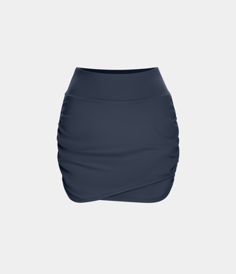 High Waisted Bodycon Pocket 2-in-1 Mini Ruched Casual Skirt