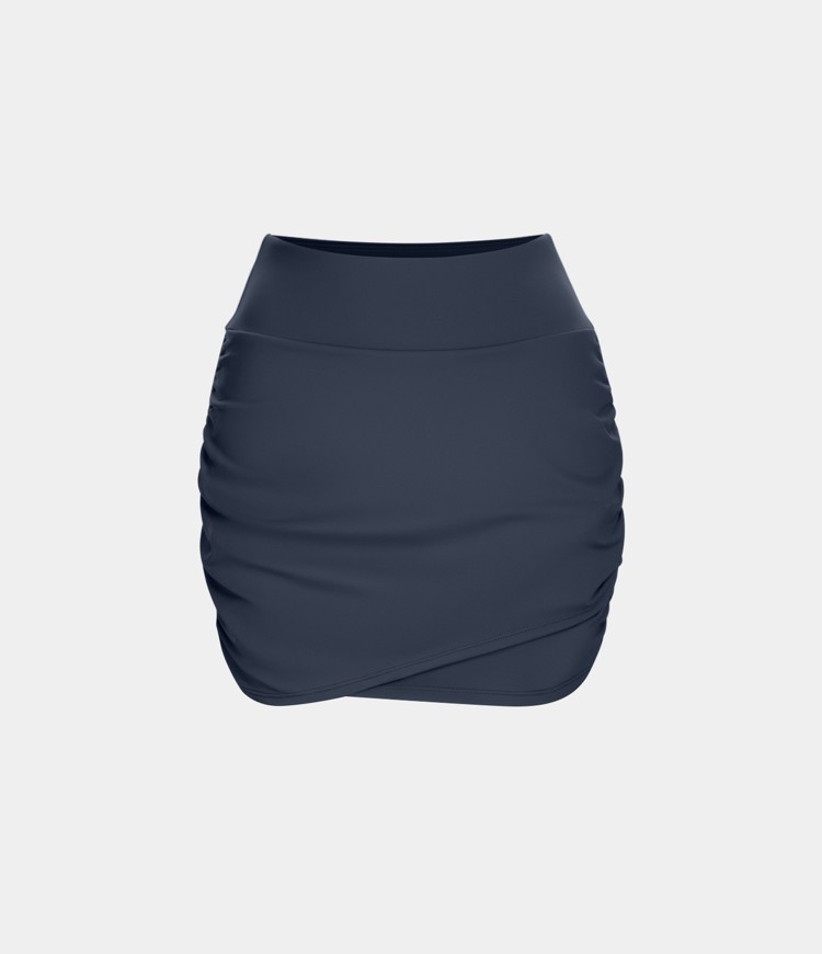 High Waisted Bodycon Pocket 2-in-1 Mini Ruched Casual Skirt