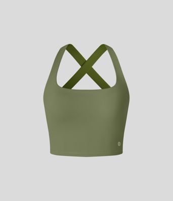 SoftlyZero™ Airy Square Neck Backless Crisscross Cropped Cool Touch Yoga Tank Top-UPF50+ A-C Cups