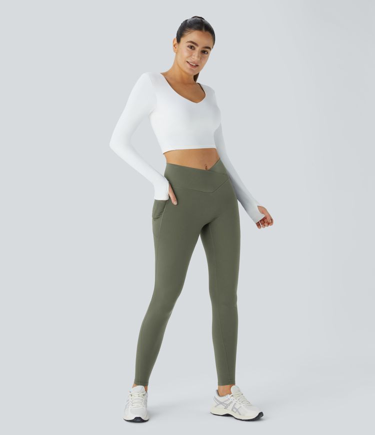 Patitoff™ Pet Hair Resistant Thermal Crossover Pocket Casual Leggings