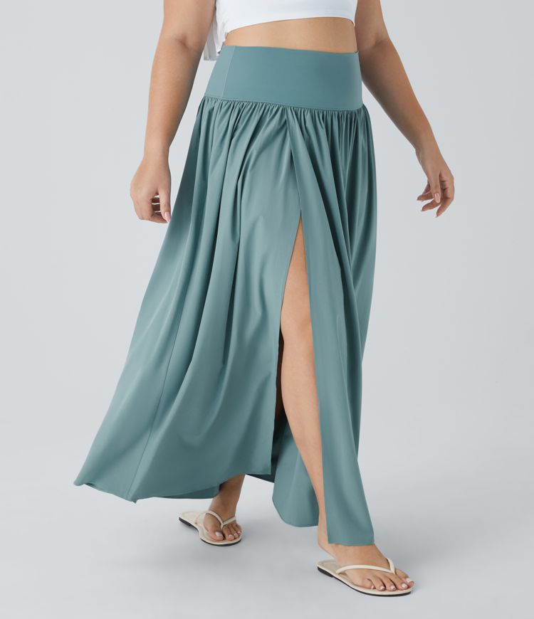 Allegra K Women's Floral Ruffle Hem Skirt – Elastic Waist, Vintage High-Low Midi Skirt - View #2