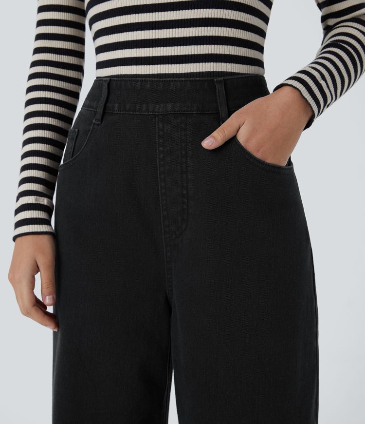 Halara Flex™ High Waisted Pockets Washed Casual Baggy Jeans
