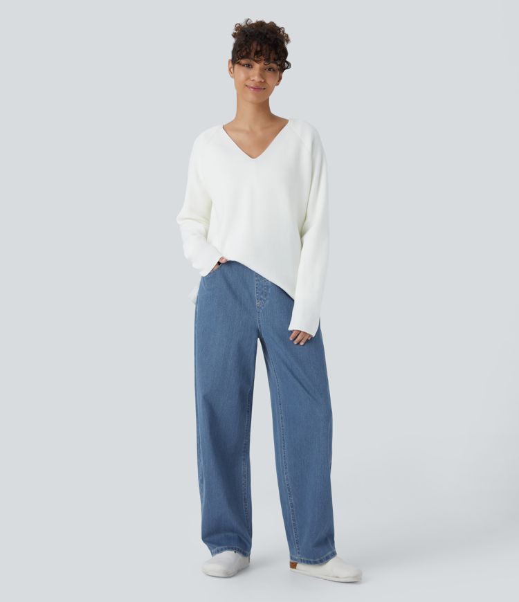 Halara Flex™ High Waisted Pockets Washed Casual Baggy Jeans
