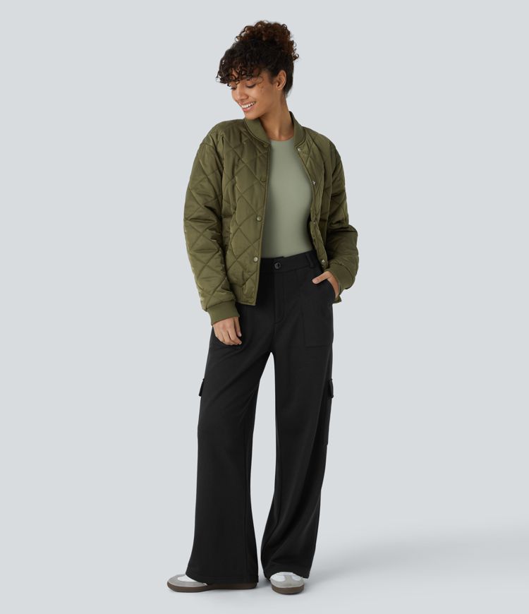 Pantalon cargo en polaire taille moyenne avec poches multiples